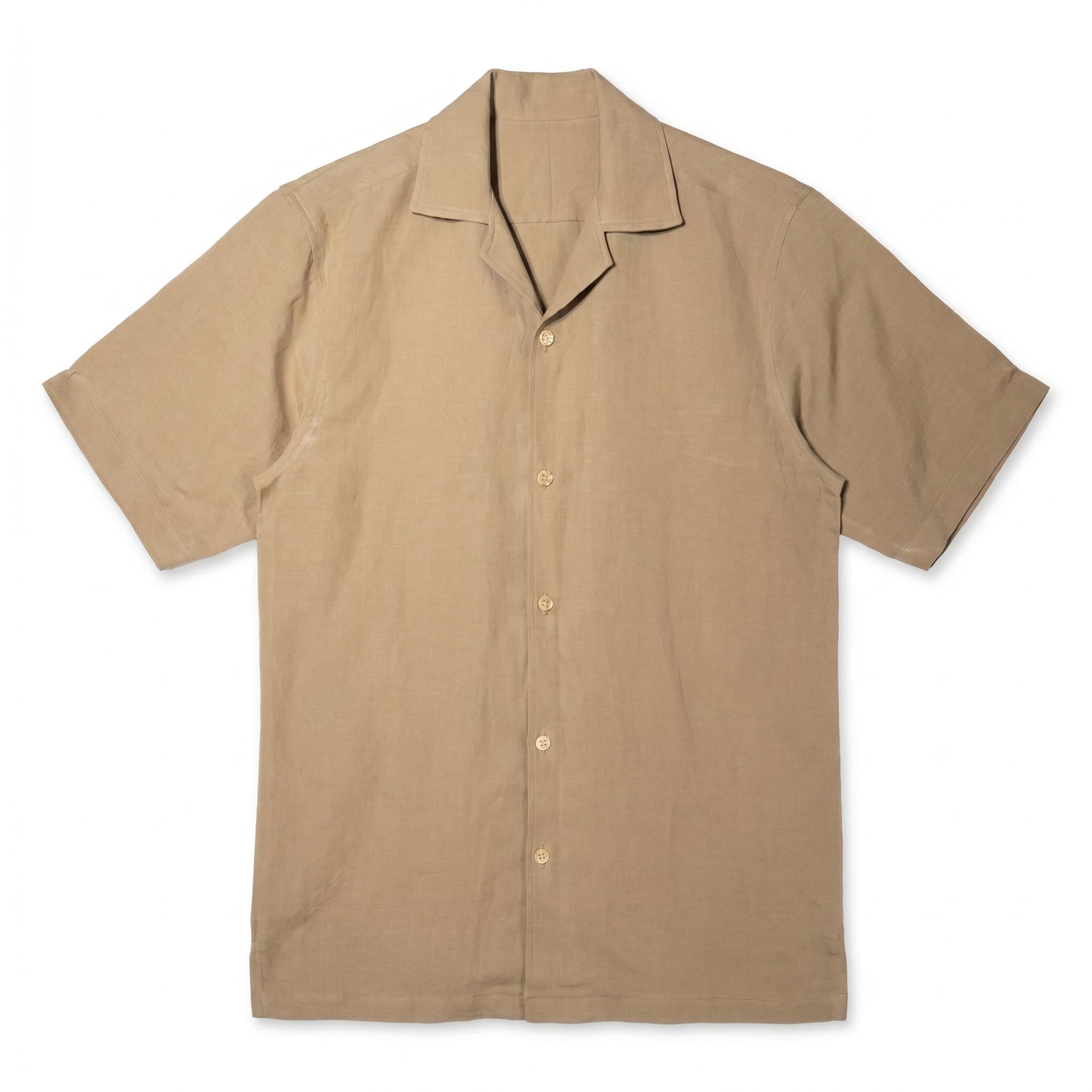 Cotton-linen Camp Collar Shirt (Khaki Brown)